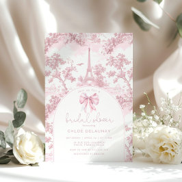 Toile de Jouy Bridal shower French Pink Bow Paris 招待状