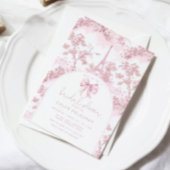 Toile de Jouy Bridal shower French Pink Bow Paris 招待状