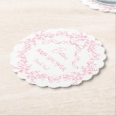Toile de Jouy Chinoiserie 蝶々 ベビーシャワー ペーパーコースター (アングル)