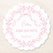 Toile de Jouy Chinoiserie 蝶々 ベビーシャワー ペーパーコースター (正面)