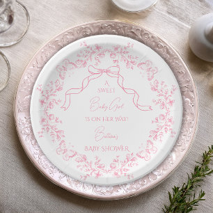 Toile de Jouy Chinoiserie 蝶々 ベビーシャワー ペーパープレート