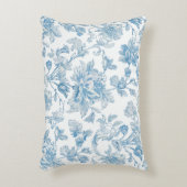Toile-de-jouy Chinoiseries Blue Floral Pattern アクセントクッション (正面(垂直))
