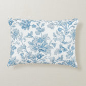 Toile-de-jouy Chinoiseries Blue Floral Pattern アクセントクッション (裏面)