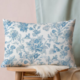 Toile-de-jouy Chinoiseries Blue Floral Pattern アクセントクッション