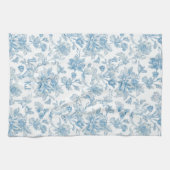 Toile-de-jouy Chinoiseries Blue Floral Pattern キッチンタオル (横)