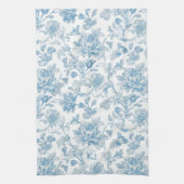 Toile-de-jouy Chinoiseries Blue Floral Pattern キッチンタオル (縦)