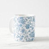 Toile-de-jouy Chinoiseries Blue Floral Pattern コーヒーマグカップ (正面左)