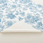 Toile-de-jouy Chinoiseries Blue Floral Pattern シェルパブランケット (3/4)