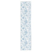Toile-de-jouy Chinoiseries Blue Floral Pattern ショートテーブルランナー (正面)