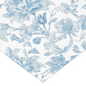 Toile-de-jouy Chinoiseries Blue Floral Pattern ショートテーブルランナー (コーナー)
