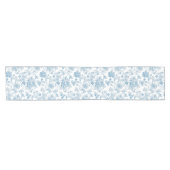 Toile-de-jouy Chinoiseries Blue Floral Pattern ショートテーブルランナー (横)