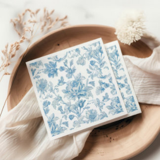 Toile-de-jouy Chinoiseries Blue Floral Pattern スタンダードカクテルナプキン