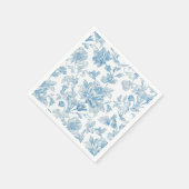 Toile-de-jouy Chinoiseries Blue Floral Pattern スタンダードカクテルナプキン (角)