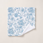 Toile-de-jouy Chinoiseries Blue Floral Pattern バスタオルセット (ウォッシュタオル)