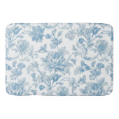 Toile-de-jouy Chinoiseries Blue Floral Pattern バスマット (正面)