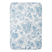 Toile-de-jouy Chinoiseries Blue Floral Pattern バスマット (正面縦)