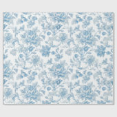 Toile-de-jouy Chinoiseries Blue Floral Pattern ラッピングペーパー (フラット)