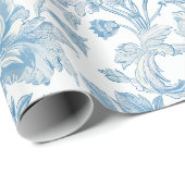 Toile-de-jouy Chinoiseries Blue Floral Pattern ラッピングペーパー (ロールコーナー)