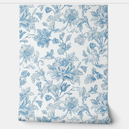 Toile-de-jouy Chinoiseries Blue Floral Pattern 壁紙