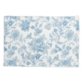 Toile-de-jouy Chinoiseries Blue Floral Pattern 枕カバー (裏面)