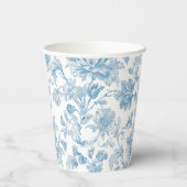 Toile-de-jouy Chinoiseries Blue Floral Pattern 紙コップ (裏面)