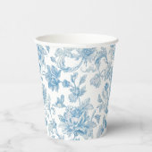 Toile-de-jouy Chinoiseries Blue Floral Pattern 紙コップ (右)