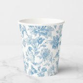 Toile-de-jouy Chinoiseries Blue Floral Pattern 紙コップ (正面)
