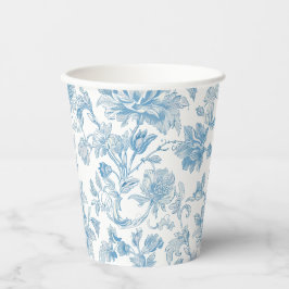 Toile-de-jouy Chinoiseries Blue Floral Pattern 紙コップ
