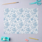 Toile-de-jouy Chinoiseries Blue Floral Pattern 薄葉紙 (クラフト)