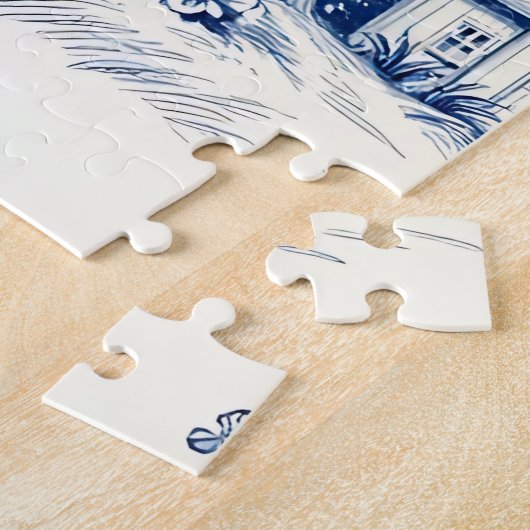 Toile de Jouy Countryside Seamless Pattern ジグソーパズル (側面)