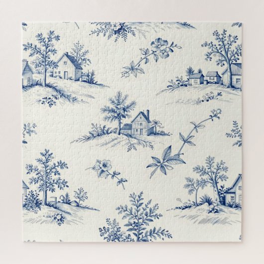 Toile de Jouy Countryside Seamless Pattern ジグソーパズル (縦)