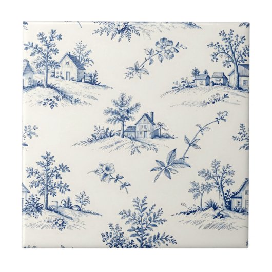 Toile de Jouy Countryside Seamless Pattern タイル (正面)