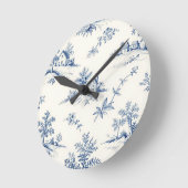 Toile de Jouy Countryside Seamless Pattern ラウンド壁時計 (傾斜)