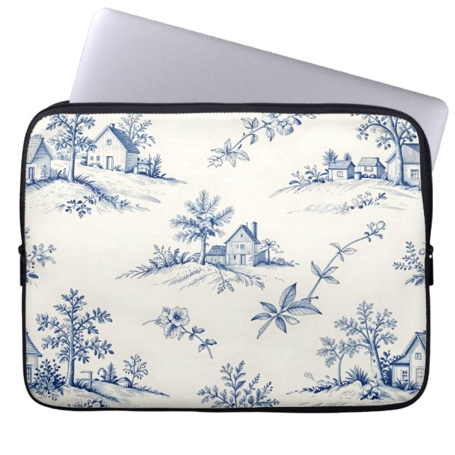 Toile de Jouy Countryside Seamless Pattern ラップトップスリーブ (正面)