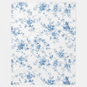 Toile De Jouy Floral Blue Chinoiseries Pattern フリースブランケット (正面)