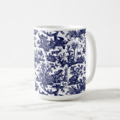 Toile de Jouy Four Parts Of The World blue pattern コーヒーマグカップ (正面右)