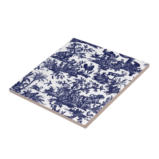 Toile de Jouy Four Parts Of The World blue pattern タイル (側面)