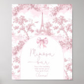 Toile de Jouy French Bow Pink Mimosa bar Poster ポスター (正面)