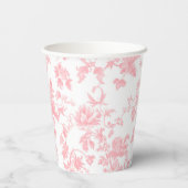 Toile de Jouy Girl Pink Bow First 1st Birthday 紙コップ (裏面)