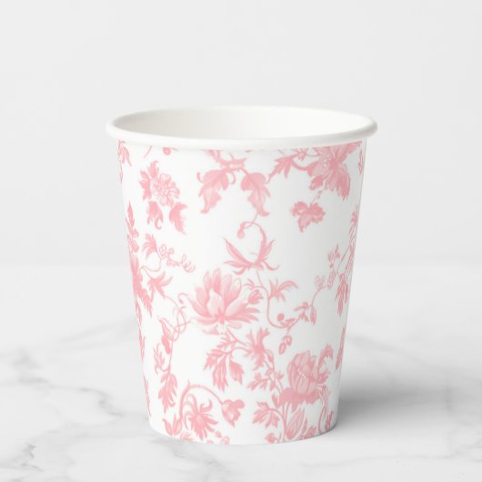 Toile de Jouy Girl Pink Bow First 1st Birthday 紙コップ (裏面)