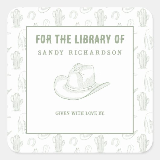 Toile de Jouy Green Cowboy - For the library of スクエアシール (正面)