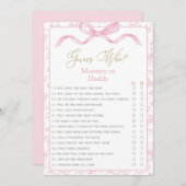 Toile De Jouy MommyまたはDaddy Baby Showerゲーム 招待状 (正面/裏面)