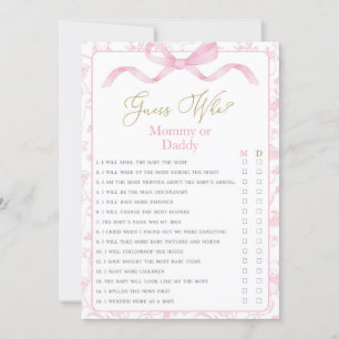 Toile De Jouy MommyまたはDaddy Baby Showerゲーム 招待状