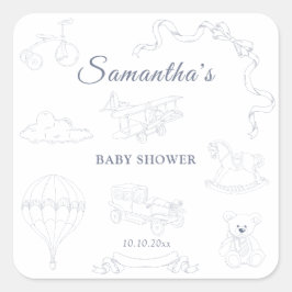 Toile de Jouy Nursery Baby Shower スクエアシール
