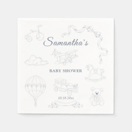 Toile de Jouy Nursery Baby Shower スタンダードカクテルナプキン