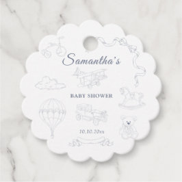 Toile de Jouy Nursery Baby Shower フェイバータグ