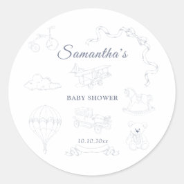 Toile de Jouy Nursery Baby Shower ラウンドシール