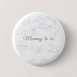 Toile de Jouy Nursery Baby Shower Mommy to be 缶バッジ