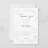 Toile de Jouy Nursery Baby Shower Thank you サンキューカード (正面)