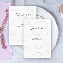 Toile de Jouy Nursery Baby Shower Thank you サンキューカード